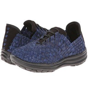 Bernie Mev Victoria Slip-On Shoe -Memory Foam -Beautiful Woven Blue Fabr…